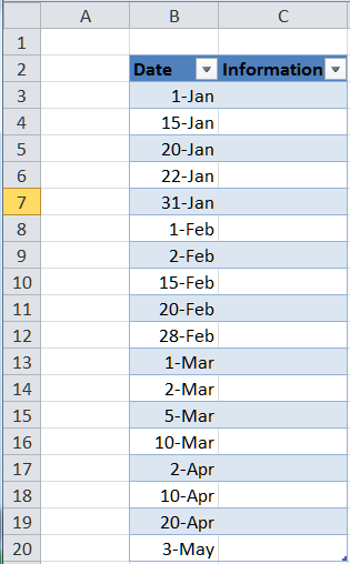 Banding Rows in an Excel Table